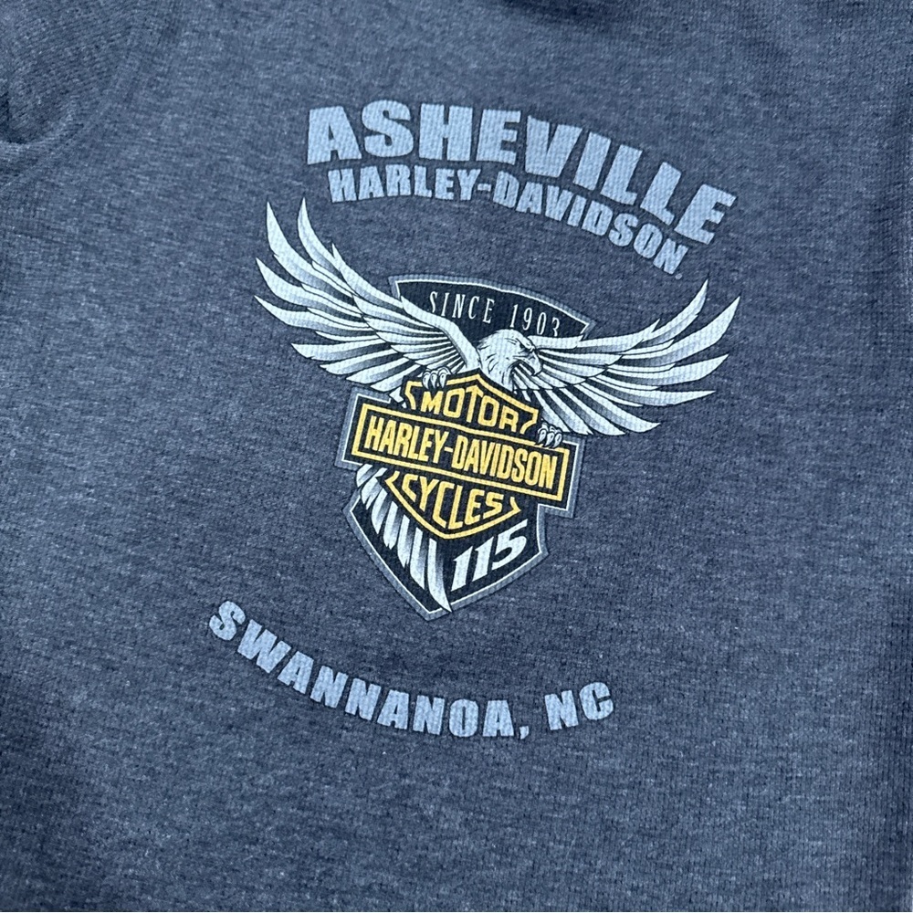 Harley-Davidson Charcoal Gray Long Sleeve Tee with Blue & Silver Logo - Picture 6 of 7